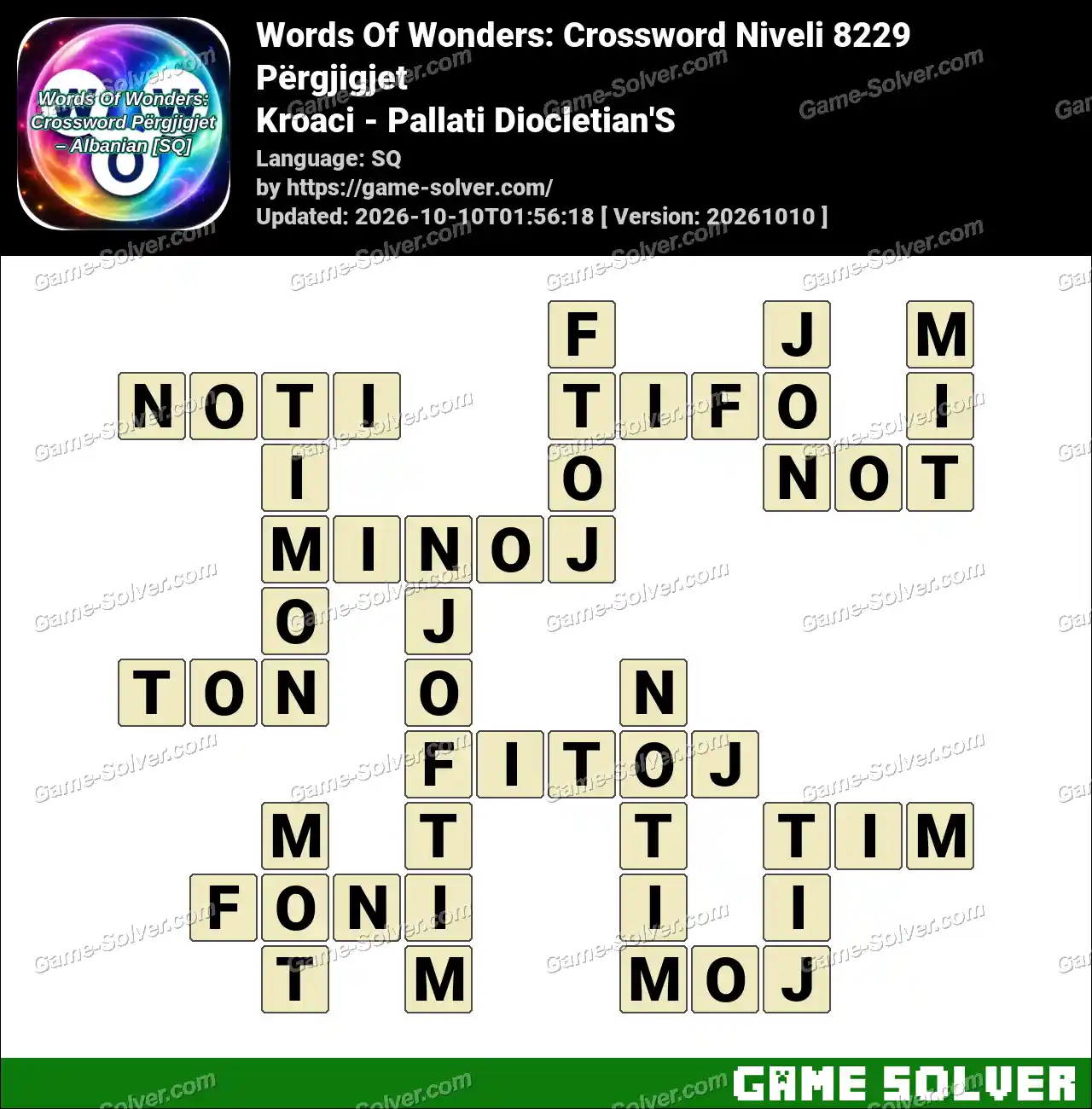 Words Of Wonders: Crossword Niveli 8229 Përgjigjet – Kroaci – Pallati Diocletian’S